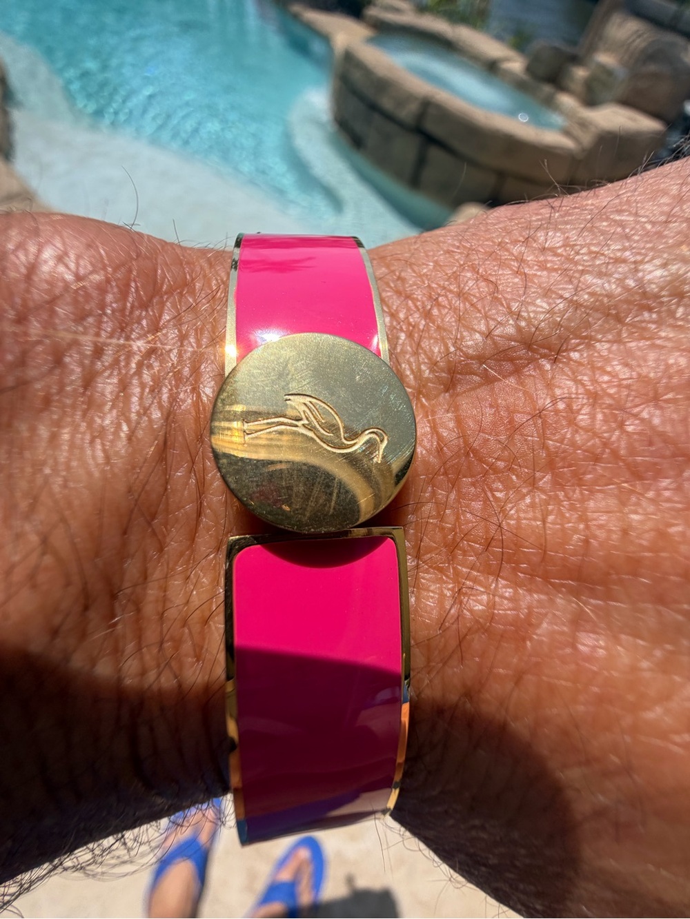 Talidara Designer Cuff with Pink Enamel Band